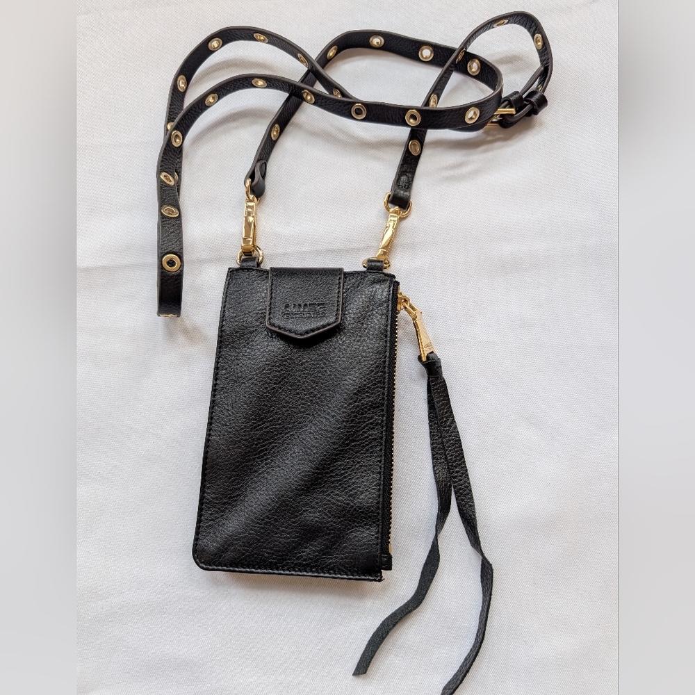 Aimee Kestenberg Out of Office Leather Phone Crossbody – Black